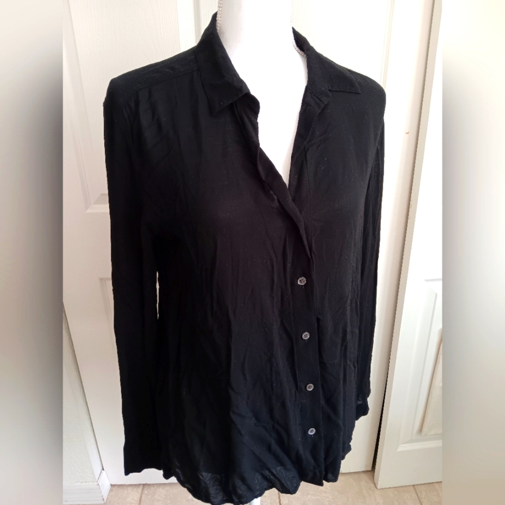 James Perse Black Button Down Blouse.  Size 2.